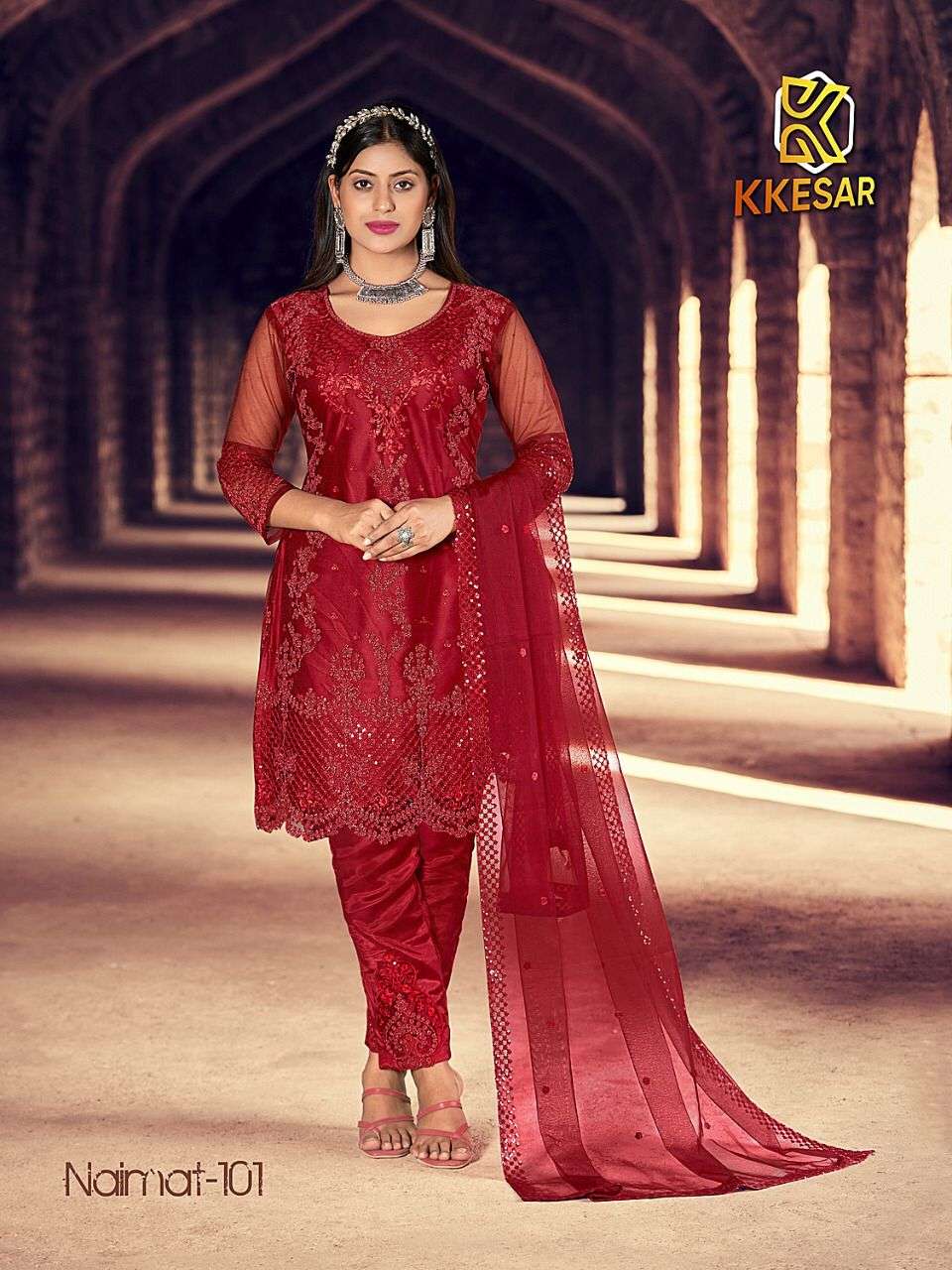 NAIMAT BY NAIMAT FASHION 101 TO 106 SERIES BEAUTIFUL PAKISTANI SUITS STYLISH COLORFUL FANCY CASUAL WEAR & ETHNIC WEAR NET EMBROIDERED DRESSES AT WHOLESALE PRICE